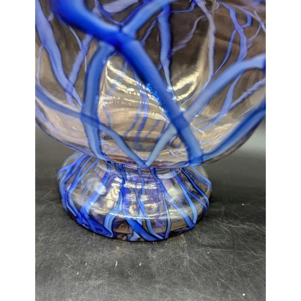 Vintage 1930's Ernst Steinwald & Co.  Czech Bohemian Glass Blue Splatter Bowl 6
